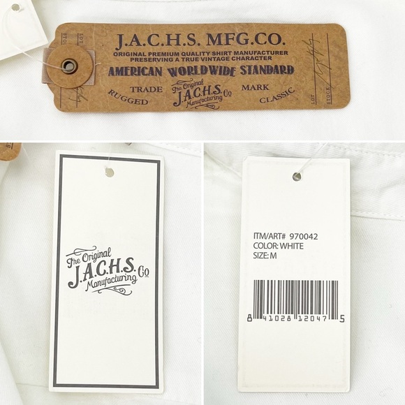 JACHS White Cotton Button-Up Shirt Men’s Size Medium Long Sleeve jachs New NWT - Picture 4 of 7